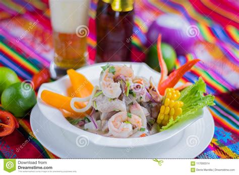 Peruvian Food: Fish Ceviche Stock Photo - Image of potato, dish: 117000314