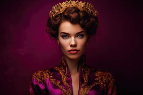 Premium AI Image Majestic Magenta Portrait Of A Regal Woman With A