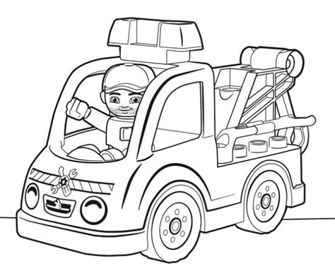 Lego Duplo coloring book car with ladder printable and online