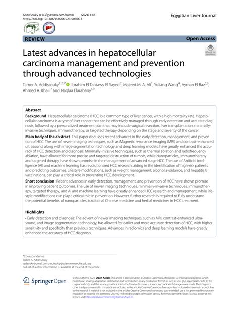 Pdf Latest Advances In Hepatocellular Carcinoma Management And