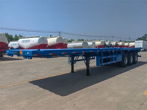 New Flat Bed Container Transport Truck Trailer 40 Feet 3 Axle Flatbed