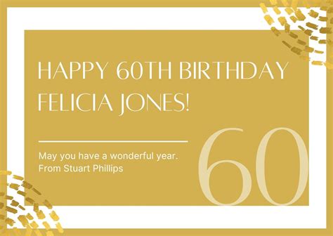 60th Birthday Greeting Cards Free Printable - Printable Templates