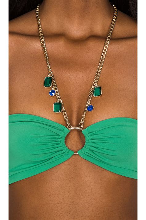 WeWoreWhat Necklace Bandeau Bikini Top In Emerald REVOLVE