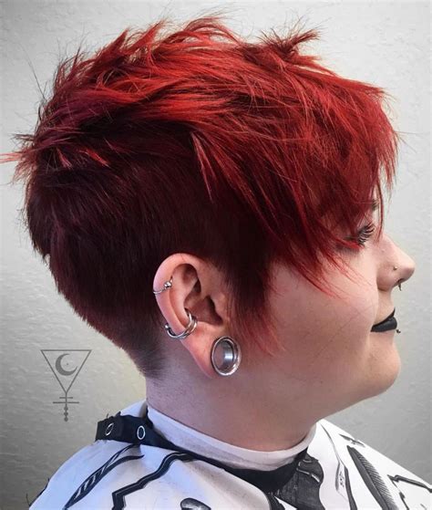 Edgy Reddish Brown Pixie | Pixie haircut for round faces, Edgy short