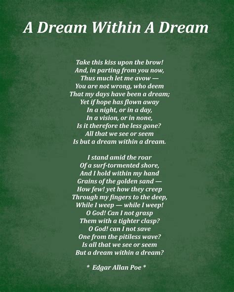 A Dream Within A Dream Poem by Edgar Allan Poe Typography | Etsy