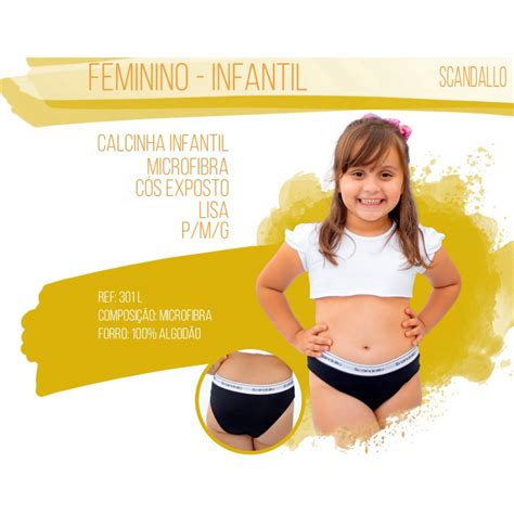 Kit Calcinhas Infantil Menina Crian A Em Microfibra Tanguinha C S