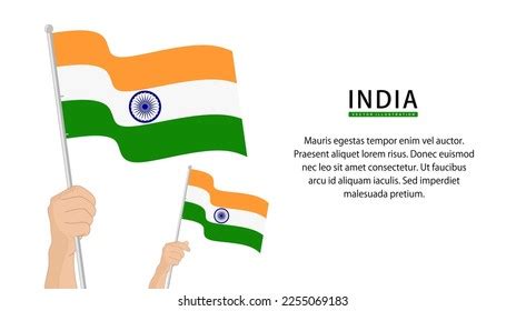 Hand Holding India Flag Illustration Flat Stock Vector (Royalty Free ...