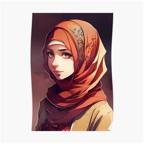 Hijabi Anime Girl Portrait Poster For Sale By Custombison Redbubble