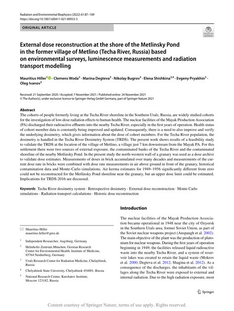 External Dose Reconstruction At The Shore Of The Metlinsky Pond In The