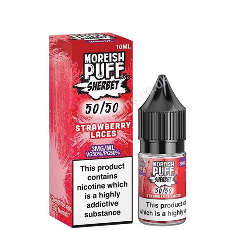 Moreish Puff Strawberry Laces Sherbet 50 50 Eliquid £2 99 Vapestreams