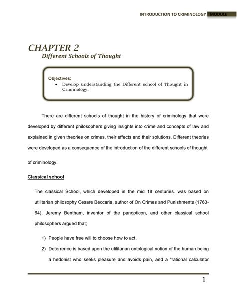 Chapter 2 Different Schools OF Thought - CHAPTER 2 Different Schools of