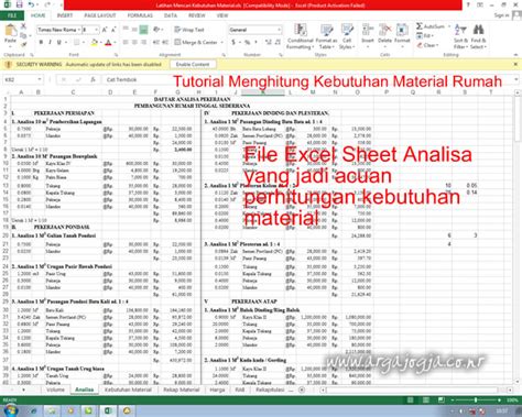 Video Tutorial Cara Menghitung Kebutuhan Material Rumah Dengan Excel