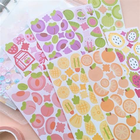 Kawaii Fruit Sticker Bundle Deco Stickers Pen Pal Polco Etsy