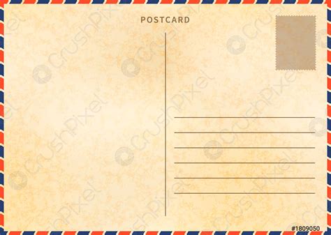 Retro blank postcard template with airmail border and old paper - stock ...