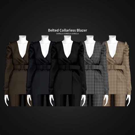 Sims Belted Collarless Blazer At Gorilla The Sims Book