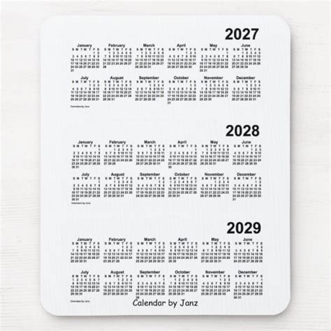 White Year Calendar By Janz Mouse Pad Zazzle