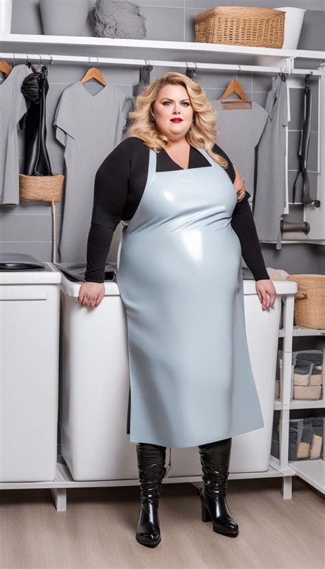 Ssbbw In Latex Apron Curvy Women Outfits Shiny Clothes Pvc Apron