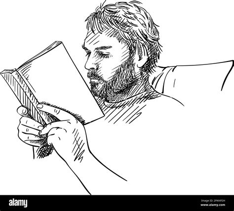 Croquis De Lhomme Avec La Barbe Est Livre De Lecture Dessin De