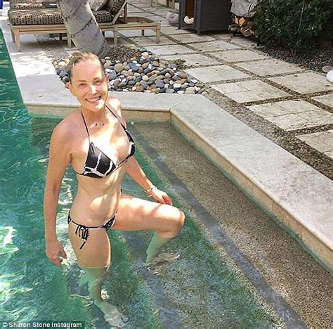 Sharon Stone 59 Looks Incredible Displaying Bikini Body Daily Mail