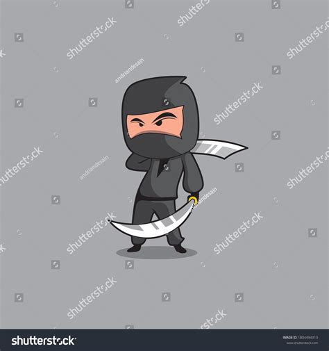 Gray Ninja Character Who Is Releasing His Moves Royalty Free Stock