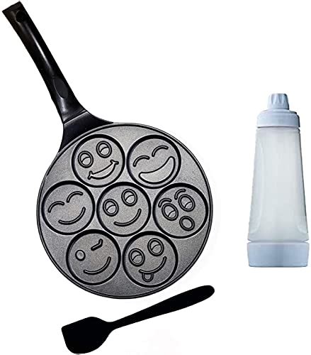 Emoji Smiley Face Pancake Pan Nonstick Pancake Griddle With 7 Unique Funny Flapjack Faces Grill