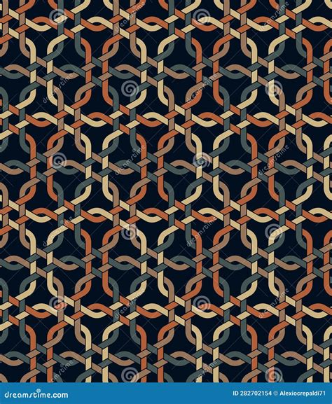 Seamless Pattern With Intersecting Hexagons On A Black Background