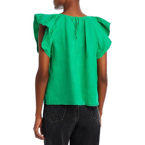 Velvet By Graham And Spencer Womens V Neck Flutter Sleeve Blouse