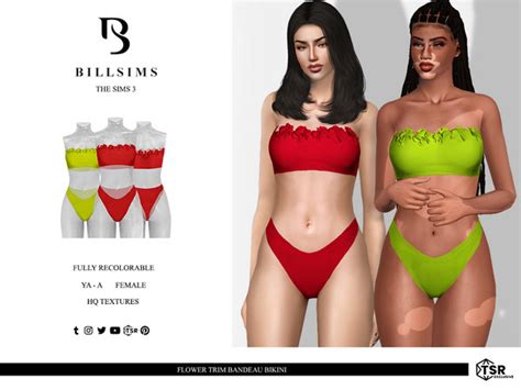 The Sims Resource Flower Trim Bandeau Bikini