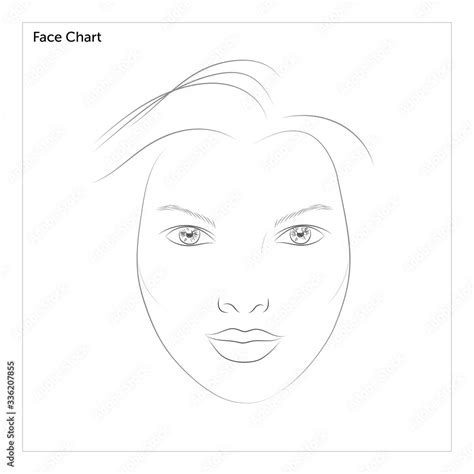 Face chart for makeup artist training. Heart shaped face. Stock Vector ...