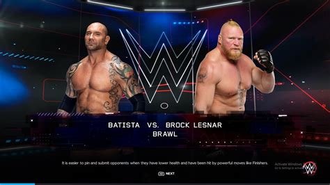 Wwe 2k23 Batista Vs Brock Lesnar Backstage Brawl Match Youtube