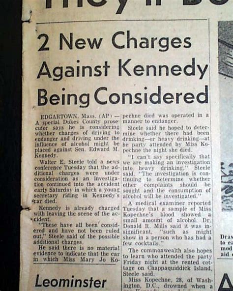 CHAPPAQUIDDICK INCIDENT Mary Jo Kopechne & Senator Ted Kennedy 1969 Newspaper | eBay