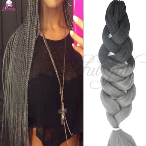 Expression Braiding Hair Expression Grey Synthetic Braiding Hair Two Tone Box Braid Extensions