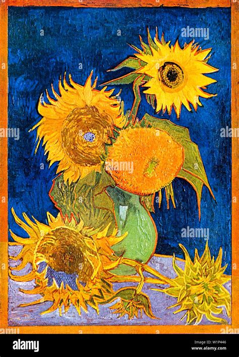 Vincent Van Gogh Six Sunflowers Still Life Painting Stock Photo