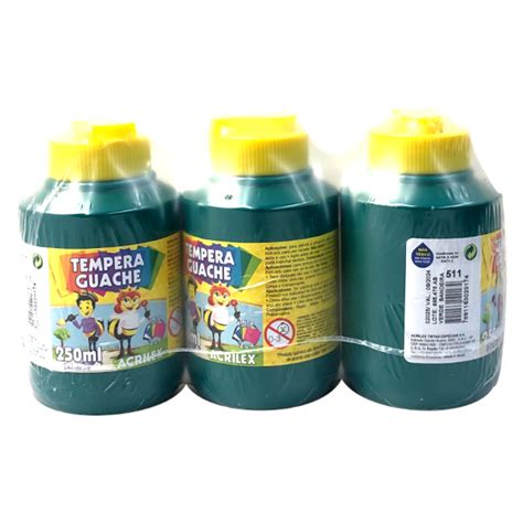 Tinta Guache 250 Ml Verde Bandeira N 511 Acrilex PT C 3 Un Papelaria