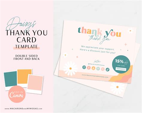 Daisy thank you card Template • Macarons and Mimosas