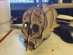 Laser Cut Wooden Decor Skull Layered Art 3mm Illustration Ai Vector