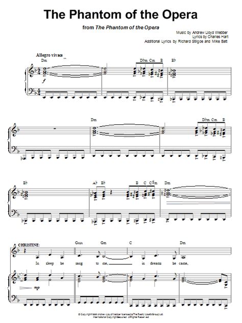 Phantom Of The Opera Piano Sheet Music Free | amulette