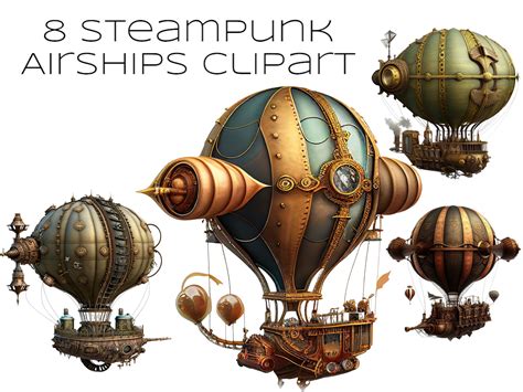 Steampunk Flying Machines Clipart Steampunk Style Steampunk Bundle