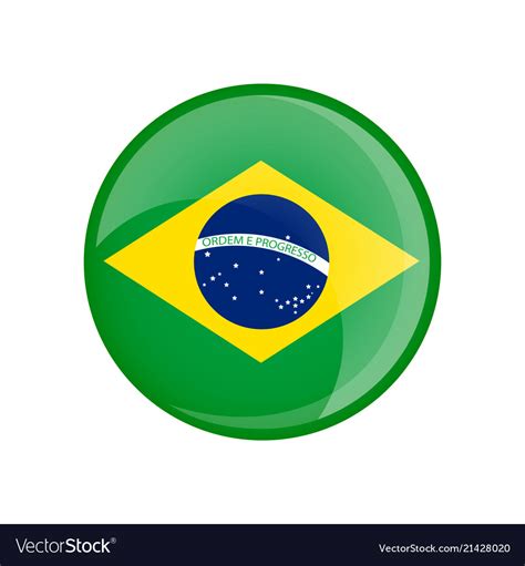 Brazil flag in circle shape transparent glossy Vector Image