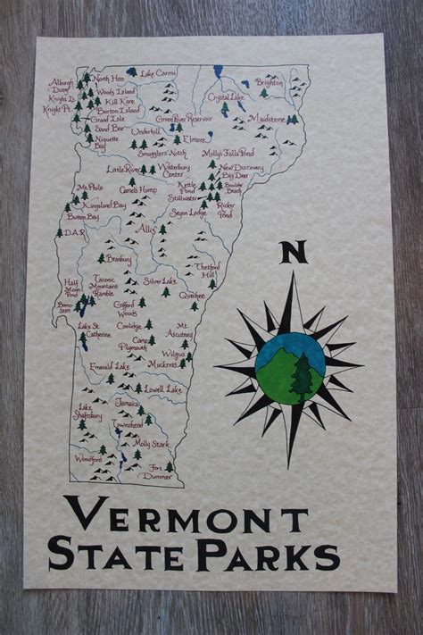 Vermont State Parks Map - Etsy