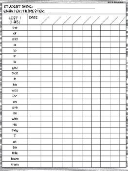 Fry Sight Word Progress Monitoring All Fry Words Bundle Tpt