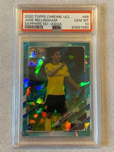 JUDE BELLINGHAM 2020 Topps Chrome UCL Sapphire AQUA 150 Rookie PSA 10