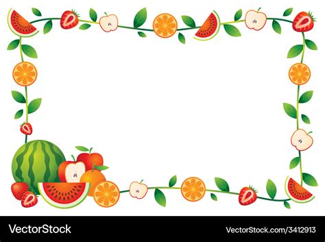 Mixed Fruits Border Frame Royalty Free Vector Image