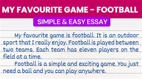 My Favourite Game Football Essay English Paragraph On Football Easy