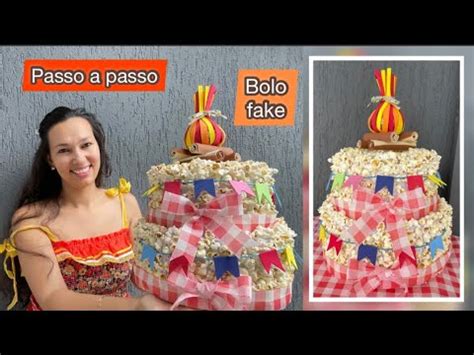 Como Fazer Bolo Fake De Pipoca Para Festa Junina YouTube