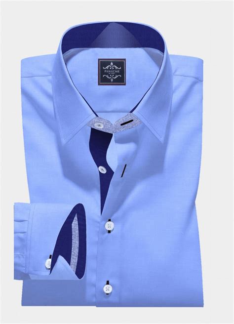 Sky Blue Broadcloth Shirt Mens Dress Shirts Luxury Mens Shirt