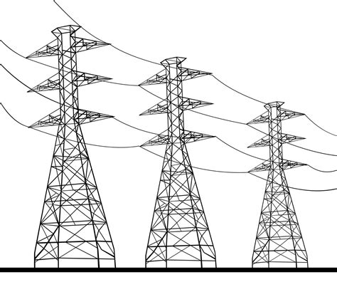 Transmission Tower or Power Line Electricity Pylons Line Drawing ...