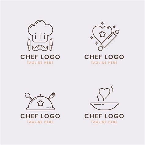 Free Vector Linear Flat Female Chef Logo Collection