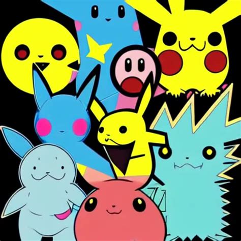 Pokemon Vector Illustration Drawn By Andy Warhol Stable Diffusion