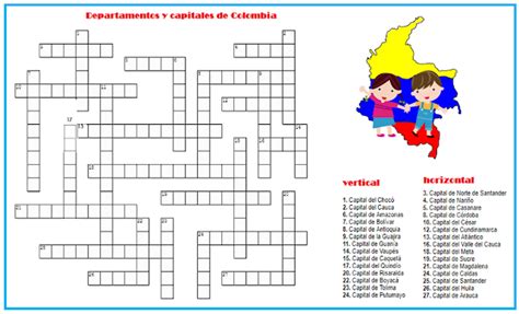 Fichas De Primaria Crucigrama De Departamentos Y Capitales De Colombia